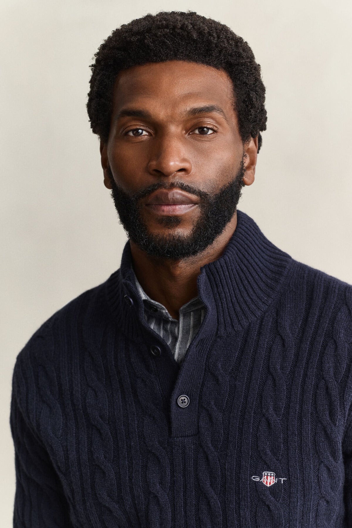 GANT LAMBSWOOL CABLE HALF-BUTTON