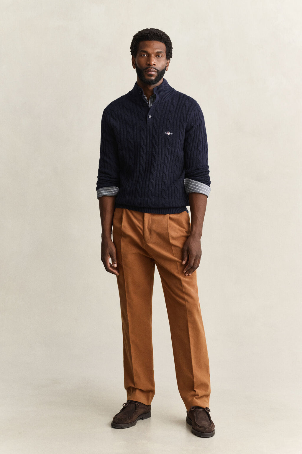 GANT LAMBSWOOL CABLE HALF-BUTTON