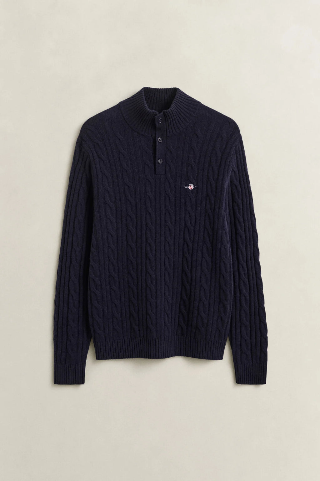 GANT LAMBSWOOL CABLE HALF-BUTTON
